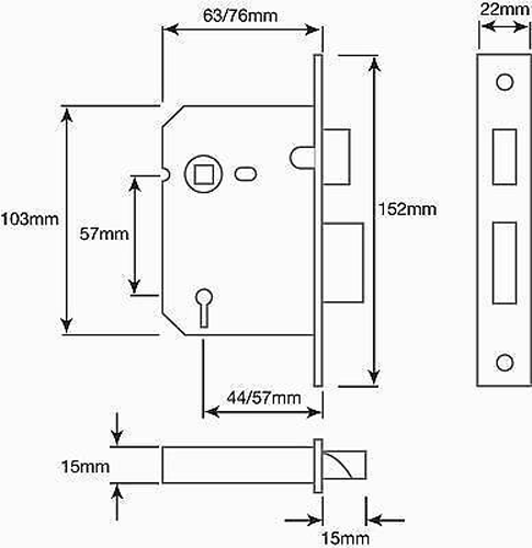 Mortice Sash Lock 3 Lever 63mm / 2.5" Nickel Plated JL170NP - with fixings