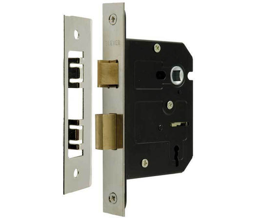 Mortice Sash Lock 3 Lever 63mm / 2.5" Nickel Plated JL170NP - with fixings
