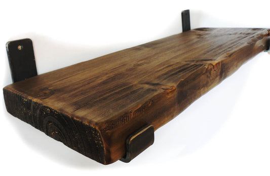 Rustic Chunky Shelf With Brackets Shelves including Scaffold Board Brackets Industrial Handmade Solid Wood