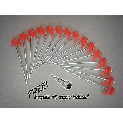 Tent Pegs - 10 Hard Ground Rock Screw Drill In