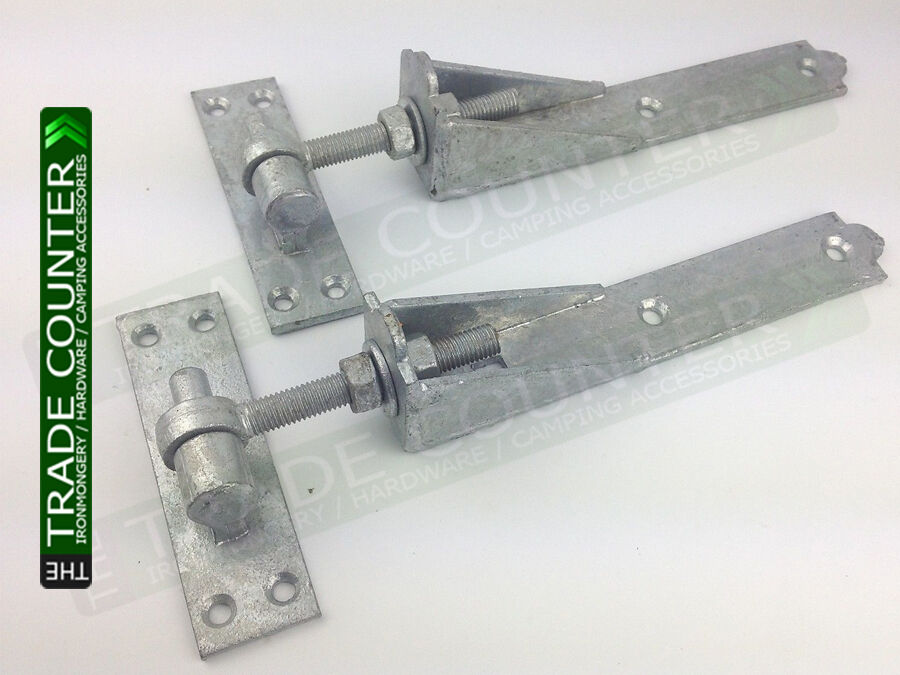Adjustable Gate Hinges Hook And Band Galvanised Steel Heavy Duty Pair 10" or 12"