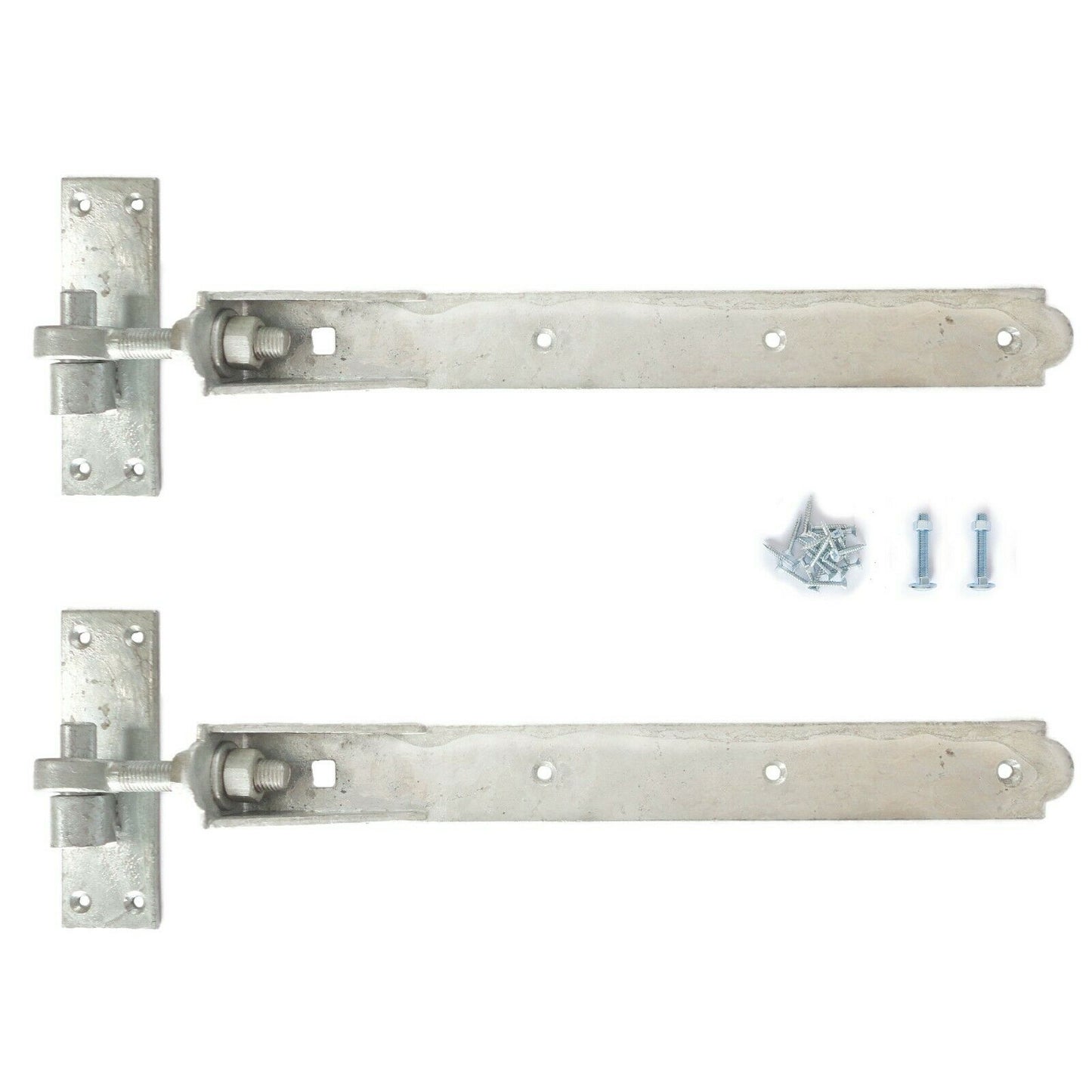 Adjustable Gate Hinges Hook And Band Galvanised Steel Heavy Duty Pair 10" or 12"