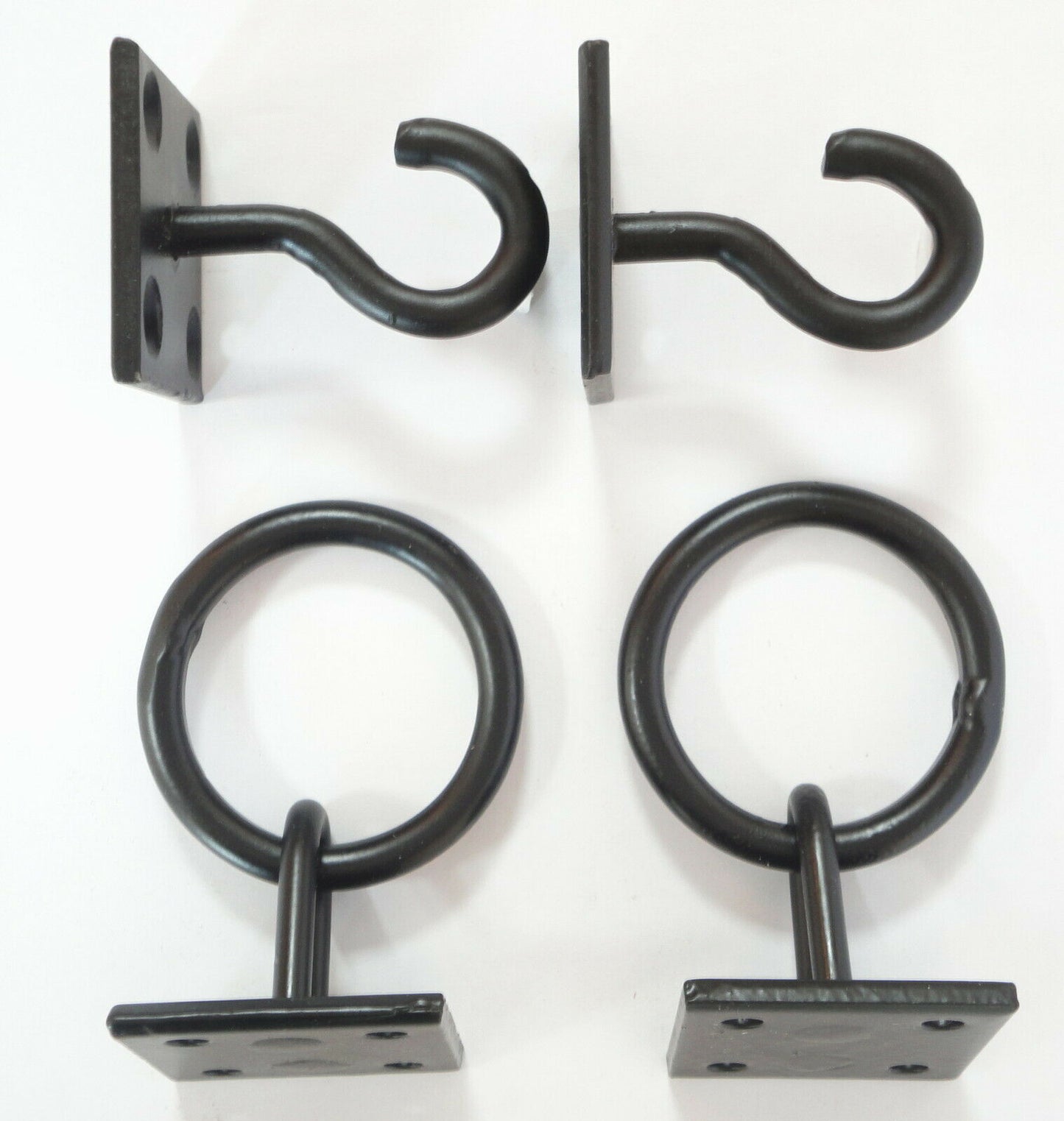 Rustic Unique Shelf Brackets x 2 Hanging Hook on Ring / Chain Black Floating