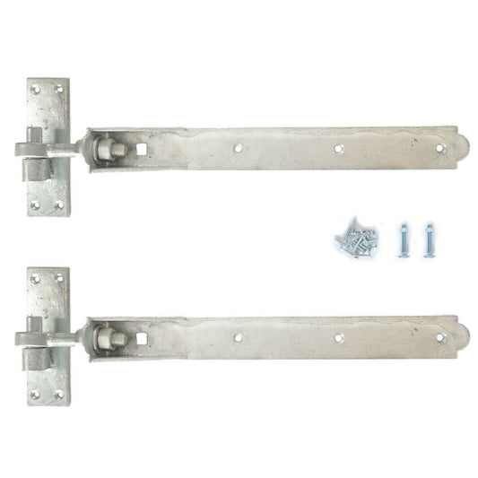 Adjustable Gate Hinges Heavy Duty Hook and Band Garden Shed Door in Galvanised & Black