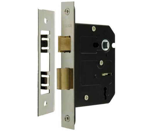 Mortice Sash Lock 3 Lever 63mm / 2.5" Nickel Plated JL170NP - with fixings
