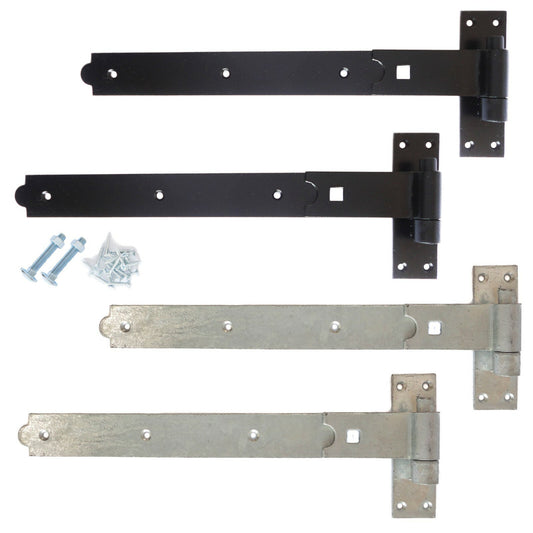 16" 400mm Heavy Duty Hook and Band Gate Hinges Garden Shed Galvanised or Black