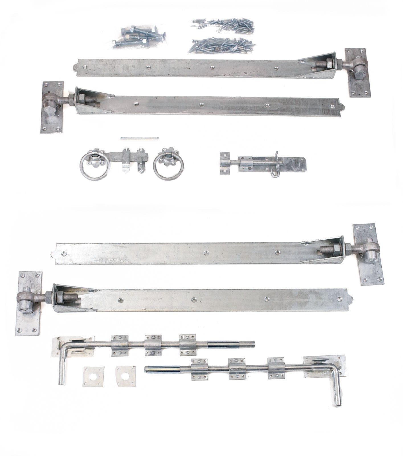 Adjustable Galvanised 24" Hook & Band Gate Hinge Set for double Gates / Doors