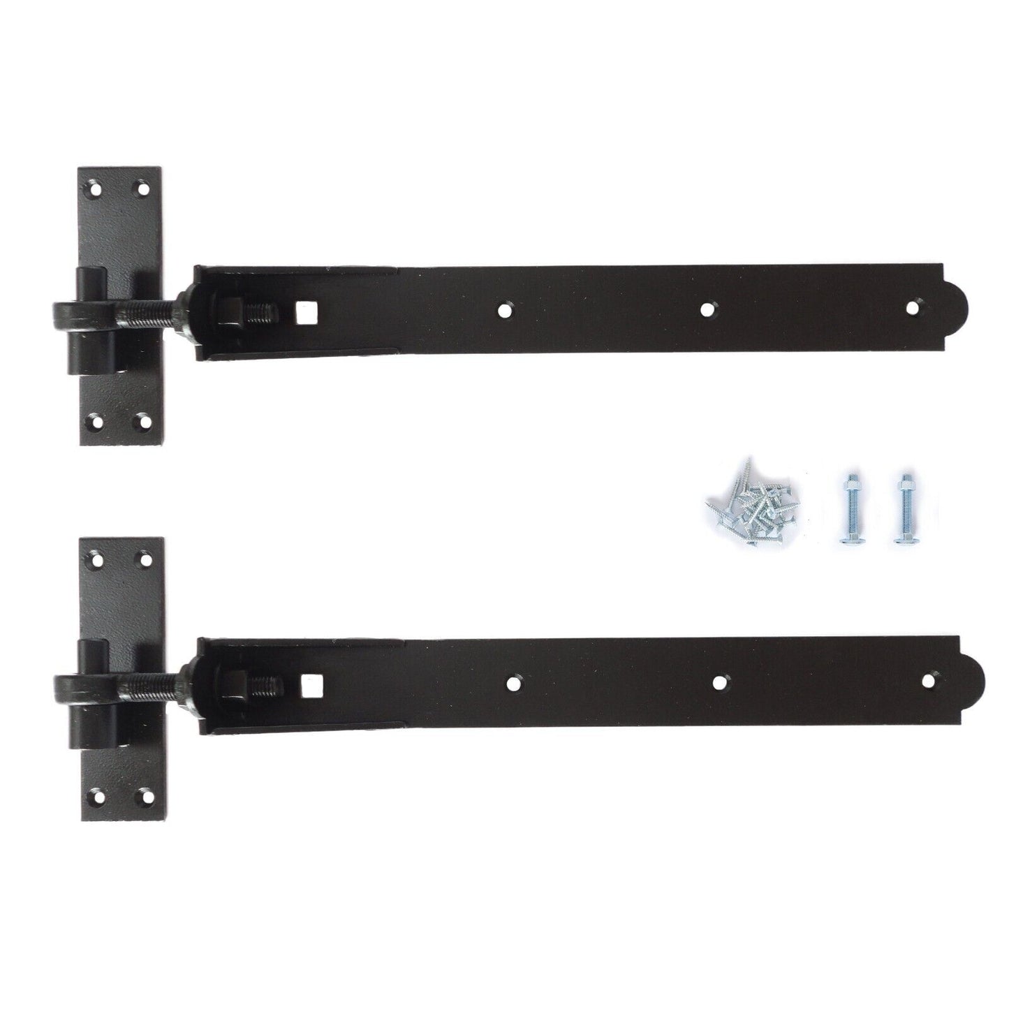 Black Adjustable Hook and Band Gate Hinges Heavy Duty Garden Shed Garage Door