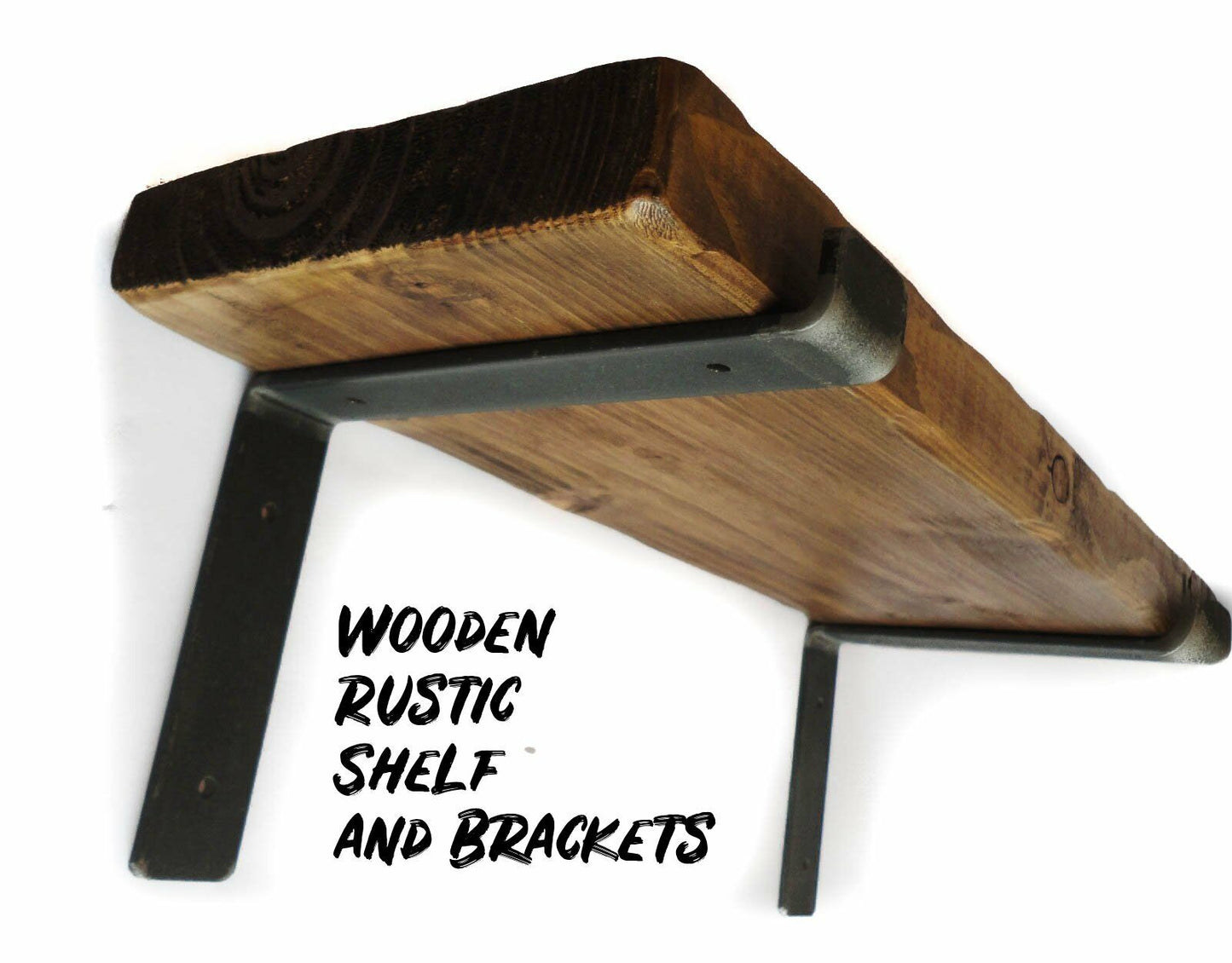 Rustic Chunky Shelf With Brackets Shelves including Scaffold Board Brackets Industrial Handmade Solid Wood