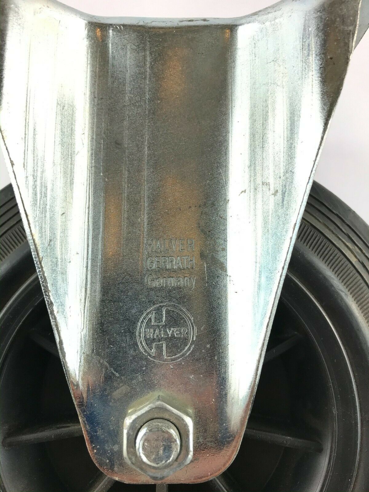 Heavy Duty Fixed Caster Rubber Wheel Needle Bearing 8 Inch 20 cm Halver Gerrath