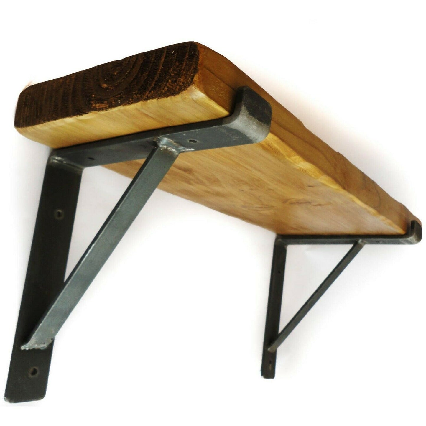 Rustic Chunky Shelf With Brackets Shelves including Scaffold Board Brackets Industrial Handmade Solid Wood