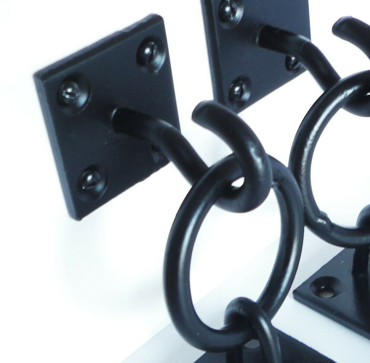 Rustic Unique Shelf Brackets x 2 Hanging Hook on Ring / Chain Black Floating